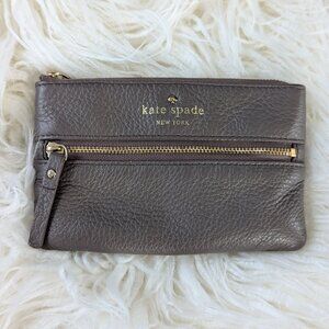 Kate Spade Grey Soft Pebbled Leather Wristlet